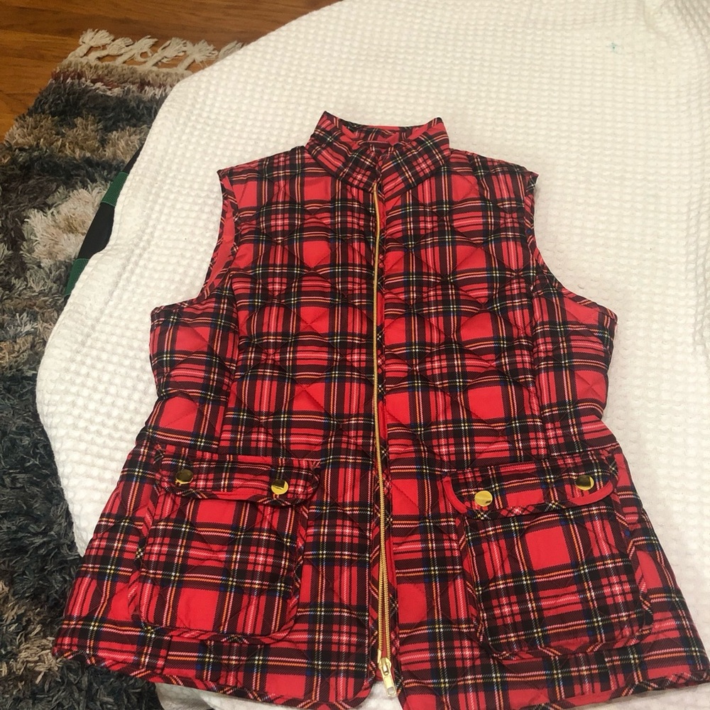 St John’s Bay Red Plaid Sleeveless Puffer Vest